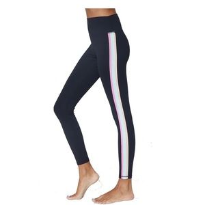 Spiritual gangster pastel rainbow side stripe striped high waist black leggings